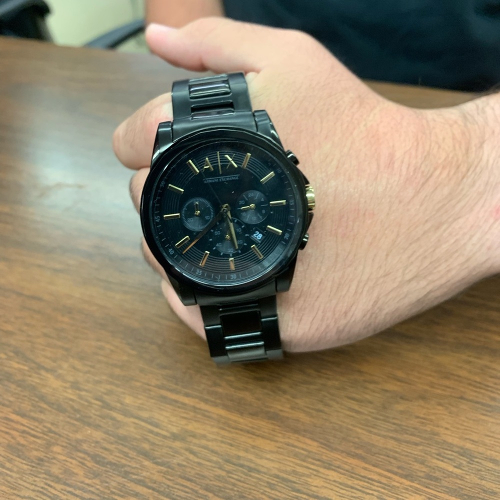 Black and Gold Armani Exchange watch Opened but Never properly worn
